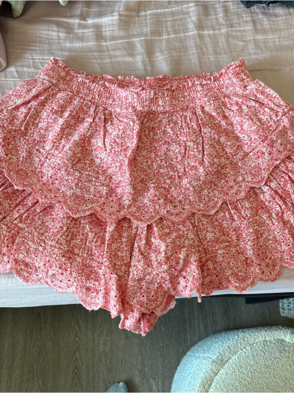 American Eagle Outfitters Pink Floral Ruffle Skort